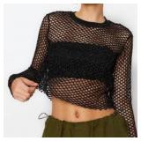 Mesh Long Sleeve Top One Size