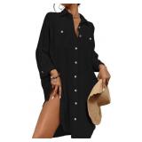 Bathing Suit Cover Up Button Down One Size