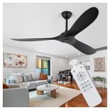 $267 Deco Black Ceiling Fan No Light with Remote,