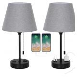 Bedside Lamps, Table Lamps with Dual USB Quick AC