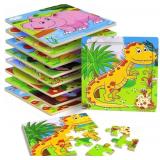 NEW! Puzzles for Kids Ages 3-5, 9 Pack Wooden