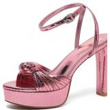 AMOJI Women 4.8 Inches Braid Knot Platform Block H