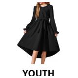 Arshiner Girls Long Sleeve Dress Fashion High Low