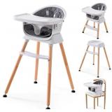 $119 6-in-1 Wooden Baby High Chair, Convertible Bo