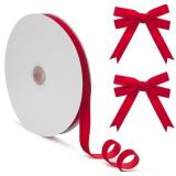Red Velvet Ribbon, 5/8 Inch, 25Yds Vintage Thin Ve