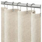 Linen Shower Curtain Beige 72x84 Inches, Rustic Fa