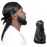ForceWave 2 Pieces Silky Durag Pack for Men Women