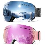 2Pack Anti Fog Ski Goggles for Men Women Snow Gogg