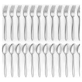 30Pcs Silverware Set - 12 Dinner Spoons and 12 Din
