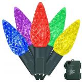 Battery Christmas Lights, C6 50 LED Strawberry Bat