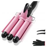 3 Barrel Curling iron Hair Waver, TOP4EVER 25mm Pr