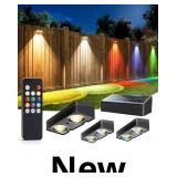 Solar Fence Lights 4 Pack, 12 Modes RGB Color Glow