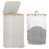 Laundry Basket with Lid, Laundry Hamper with Bambo