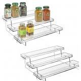 Clear Spice Rack 3-Tier Plastic Organizer for Cabi