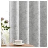 2 Panels Beauoop Grey Floral Jacquard Blackout Cur