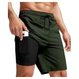 Men Swim Trunks with Compression Breathabe Liner Q