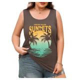 NANYUAYA Plus Size Beach Tank Top Sleeveless Vacat