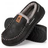 HomeTop Men's Moccasin Slippers Soft Faux Suede Pl