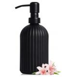 Top-spring 13OZ Matt Black Glass Soap Dispenser wi