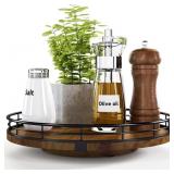Farmhouse Oak 10' Lazy Susan Turntable Organizer f