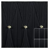 6 Panels Black Backdrop Curtain for Parties Wrinkl
