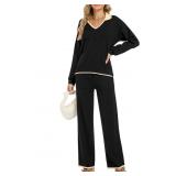 Women's 2 Piece Outfits Color Block Lounge Set Lon