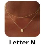 Bubble Gold Silver Letter Necklace Layered Initial