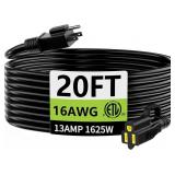 HUANCHAIN 20 FT Outdoor Extension Cord Waterproof,