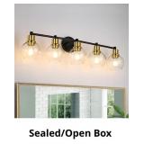 5 Light Bathroom Vanity Light Black and Gold Bathr