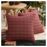 Pack of 2 Christmas Plaid Decorative Throw Pillow