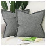 MADIZZ Set of 2 Polyester Linen Throw Pillow Cover