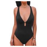 CUPSHE Women's One Piece Swimsuit Deep V Neck Keyh