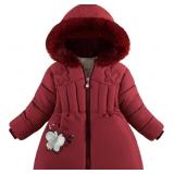 Kids Girls Winter Fleece Jacket Toddler Fur Hooded