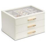 Vlando Jewelry Box for Women, Glass Lid Jewelry Or
