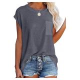 isermeo Womens Summer T Shirts Loose Fit Cap Sleev