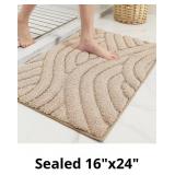 Color&Geometry Beige Bathroom Rugs Absorbent Showe