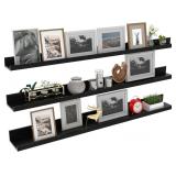Giftgarden 47 Inch Long Black Floating Shelves, Wa