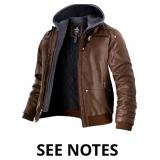 Wantdo Men's Winter Coat Faux Leather Spring Jacke