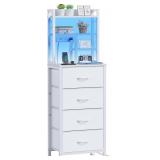 $115 Night Stand, LED Nightstand with Charging Sta