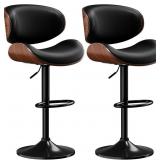 $290 Adjustable Swivel Bar Stools Set of 2, Mid-Ce