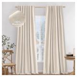MIULEE 100% Blackout Curtains 90 inches Long Linen