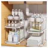 Delamu 2 Sets of 3-Tier Bathroom Under Sink Organi