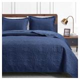 Love's cabin Quilts for Queen Bed Navy Blue Bedspr