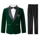 LOLANTA Boys Velvet Suit 4 Piece Formal Tuxedo Kid