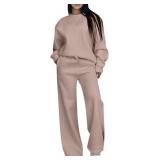 Sweatsuits Set for Women Crew Neck Long Sleeve Swe