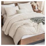 Andency Queen Comforter Set Beige, Comforters Quee