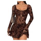 Milumia Women's Floral Lace Cut Out Mini Dress Sex