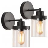 Black Wall Sconces Set of 2 Matte Black Bathroom L