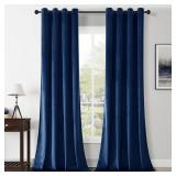 Navy Crushed Velvet Curtains 84 inch Length Gromme