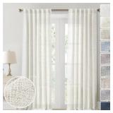 Natural 102 Inch Long Linen Sheer Curtains for Liv